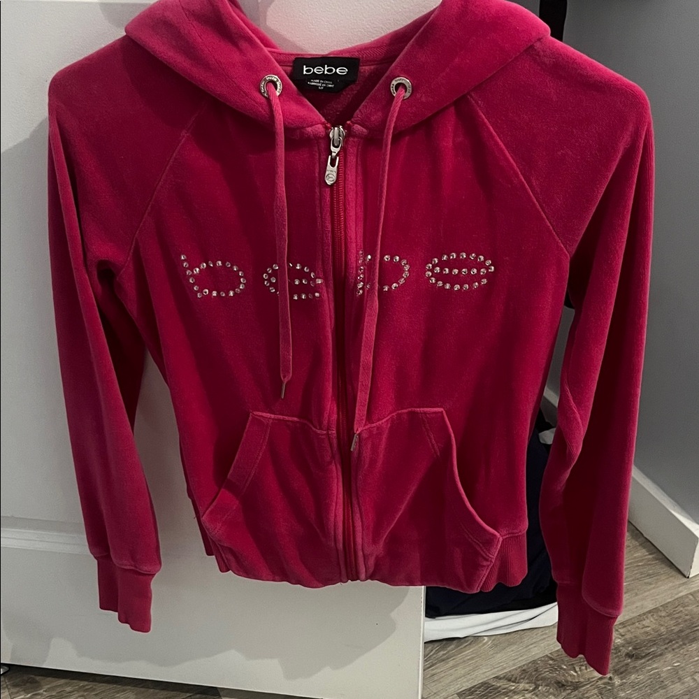 BEBE PINK VELOUR HOODIE